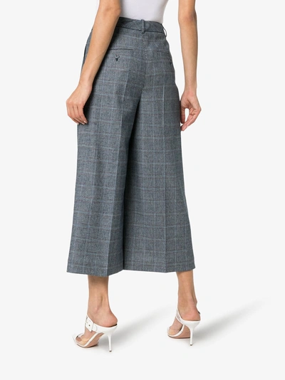 Shop Erdem Checked Hillary Cropped Pleated Trousers In Blue
