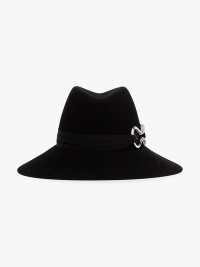 Shop Maison Michel Black Crystal Tentacles Fedora Hat