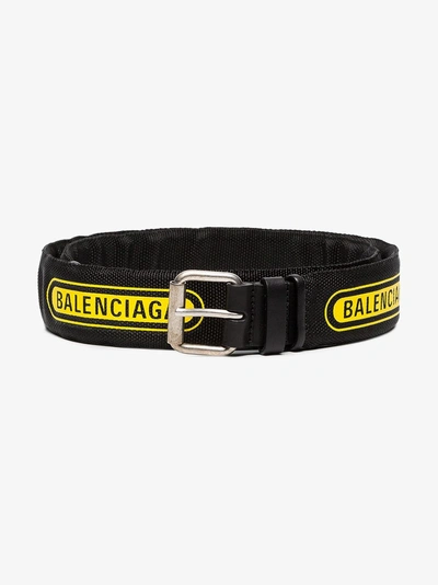 Shop Balenciaga Black And Yellow Nylon Logo Belt