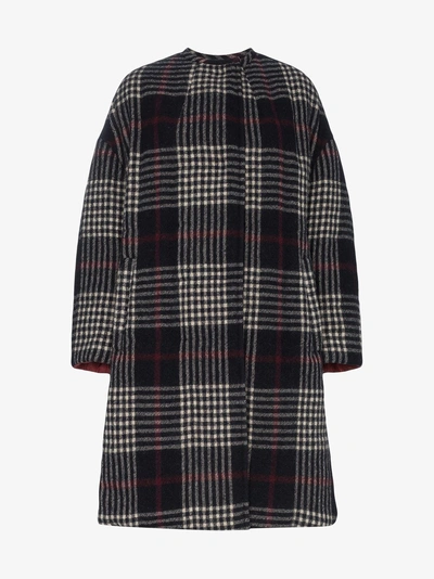 Shop Isabel Marant Harrison Checked Quilted Coat In Blue