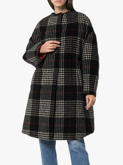 Shop Isabel Marant Harrison Checked Quilted Coat In Blue