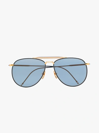 Shop Thom Browne Eyewear '907' Pilotenbrille In Metallic