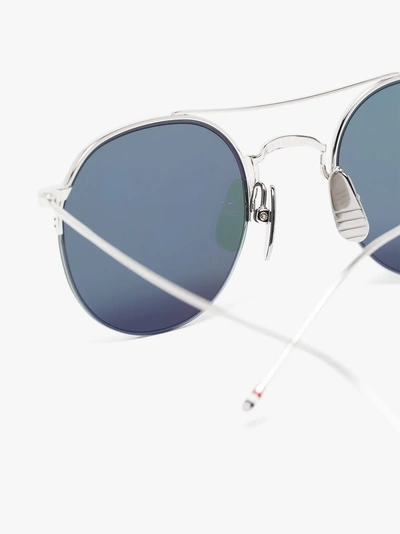 Shop Thom Browne Eyewear '903' Sonnenbrille In Metallic