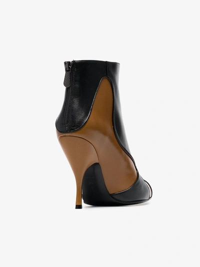 Shop Bottega Veneta Brown And Black Curl 100 Leather Boots