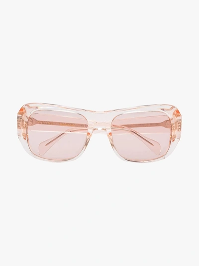 Shop Celine Eyewear Pink Rectangular Sunglasses In Pink & Purple