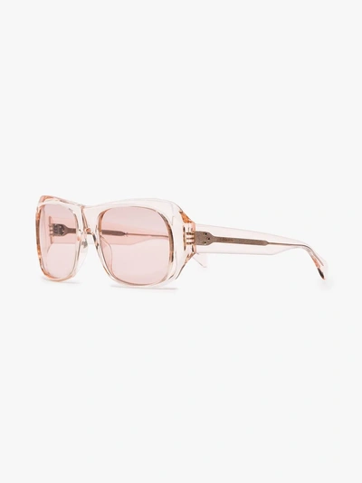 Shop Celine Eyewear Pink Rectangular Sunglasses In Pink & Purple