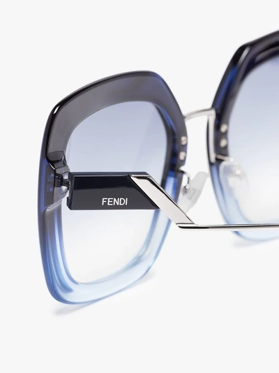 Shop Fendi Eyewear Blue 53 Square Sunglasses