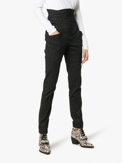 Shop Isabel Marant Karly Striped Wool-blend Trousers In Black