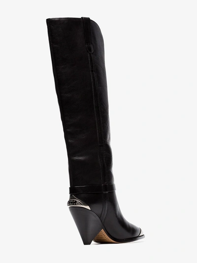 Shop Isabel Marant Lenskee 90 Steel Toe Leather Cowboy Boots In Black