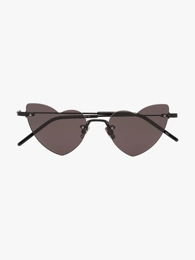Shop Saint Laurent Eyewear Black Heart Shape Sunglasses