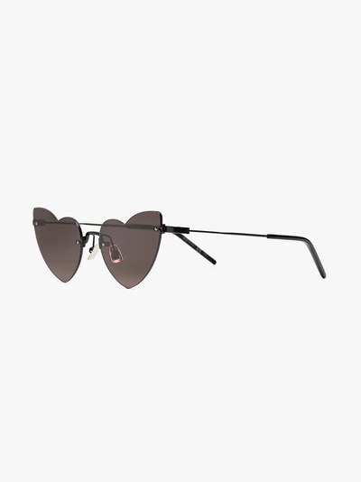 Shop Saint Laurent Eyewear Black Heart Shape Sunglasses