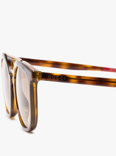 Shop Gucci Eyewear Brown Gg0403s-003 51 Aviator Sunglasses