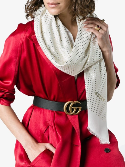 Shop Gucci White Guccy Scarf