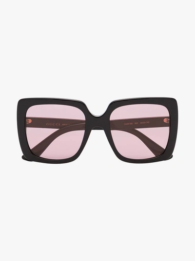 Shop Gucci Eyewear Eckige Sonnenbrille In Black