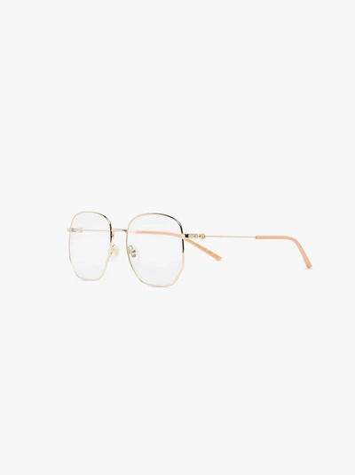 Shop Gucci Eyewear Gold Transparent Lens Squoval Glasses
