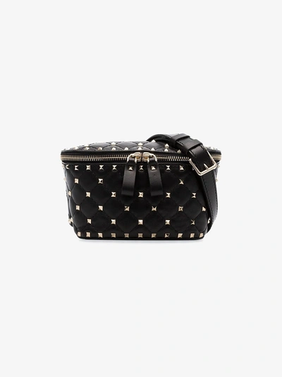 Shop Valentino Black Rockstud Leather Belt Bag