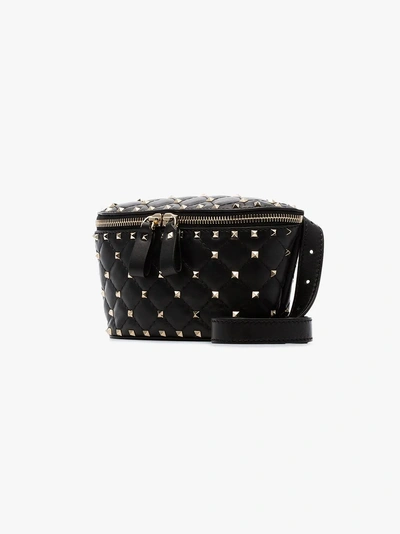 Shop Valentino Black Rockstud Leather Belt Bag