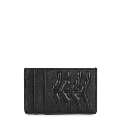 Shop Alexander Mcqueen Black Embossed Leather Card Holder