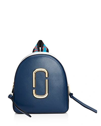 Shop Marc Jacobs Pack Shot Color Block Leather Backpack In Blue Sea Multi/gold
