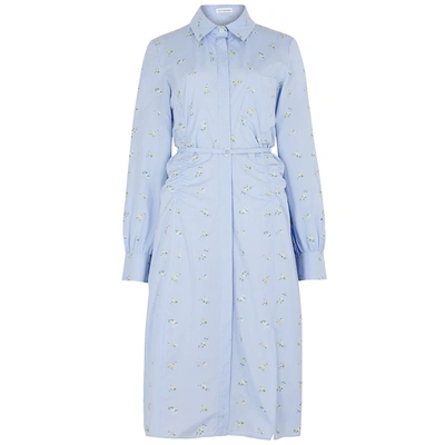 Shop Altuzarra Stradia Light Blue Cotton Midi Shirt Dress