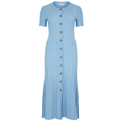 Shop Altuzarra Abelia Blue Ribbed-knit Midi Dress