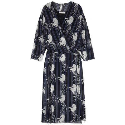 Shop Chloé Horse-print Silk Midi Wrap Dress