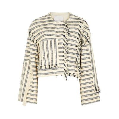 Shop 3.1 Phillip Lim / フィリップ リム Striped Cropped Cotton-blend Jacket In Navy