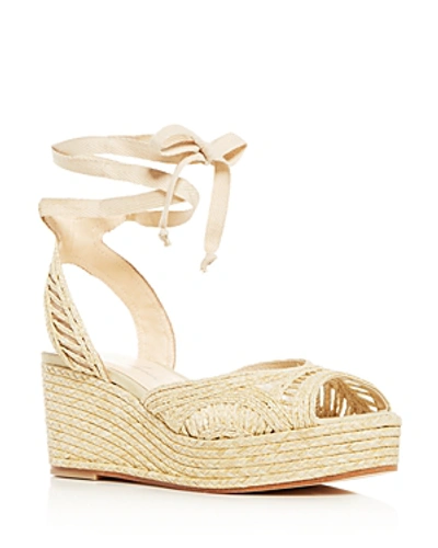 Shop Isa Tapia Women's Bogatell Ankle-tie Platform Wedge Sandals In Natural