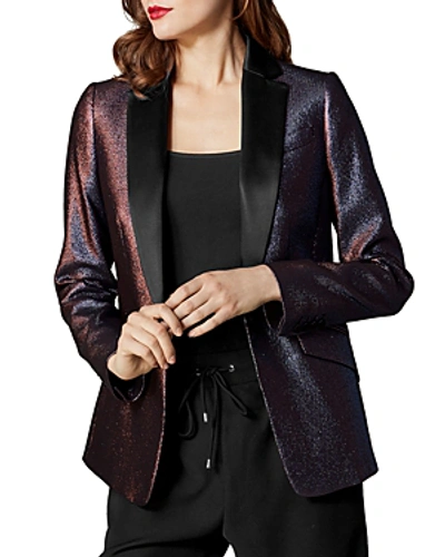 Shop Karen Millen Metallic Tailored Blazer In Dark Pink