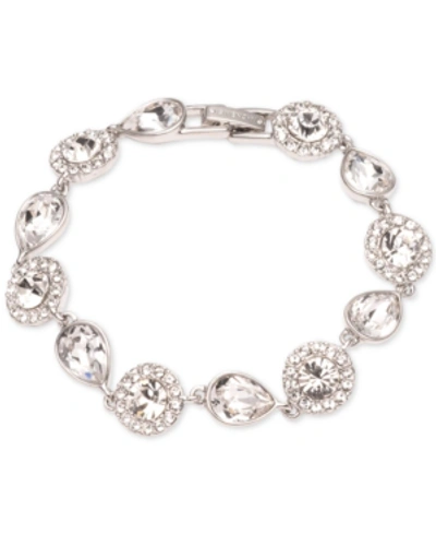 Shop Givenchy Silver-tone Crystal & Stone Flex Bracelet In Rhodium