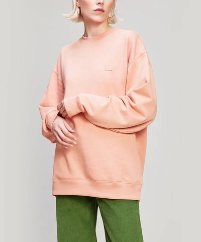 Shop Acne Studios Forba Face Patch Long Cotton Sweatshirt In Pink