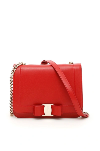 Shop Ferragamo Leather Vara Rainbow Bag In Lipstik|rosso