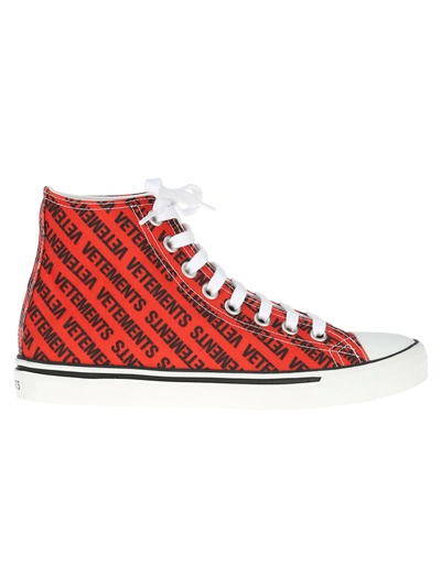 Shop Vetements High Sneaker In Red Black Red Emojoy