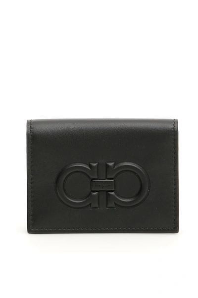 Shop Ferragamo Double Gancio Cardholder In Black|nero
