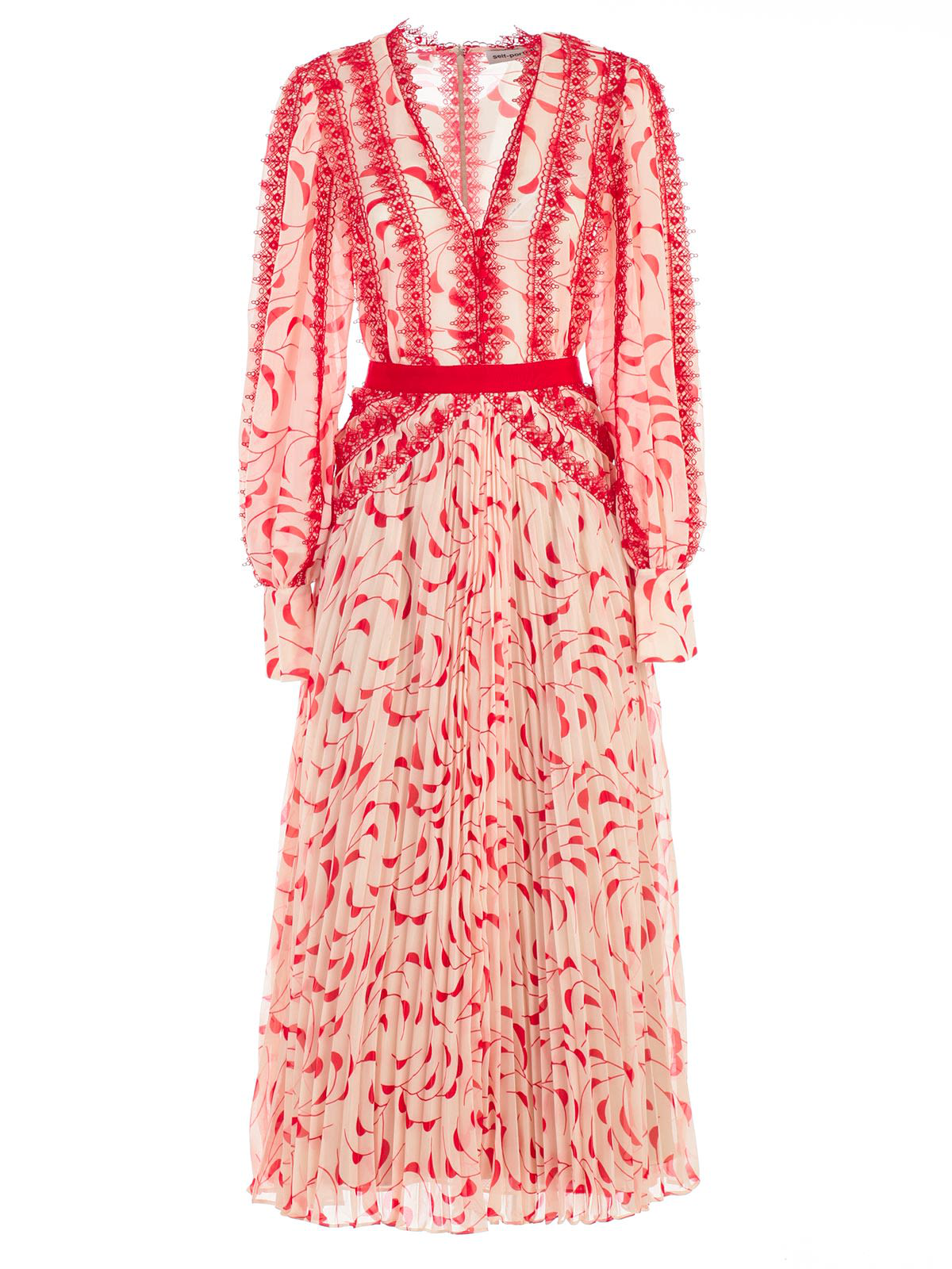 crescent printed chiffon midi dress