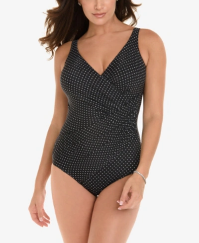 Shop Miraclesuit Oceanus Draped Dot-print One-piece Swimsuit Women's Swimsuit In Black/white Dots