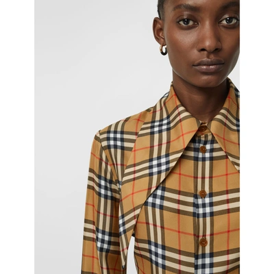 Shop Burberry Oversized Collar Silk Twill Shirt In Antique Yellow