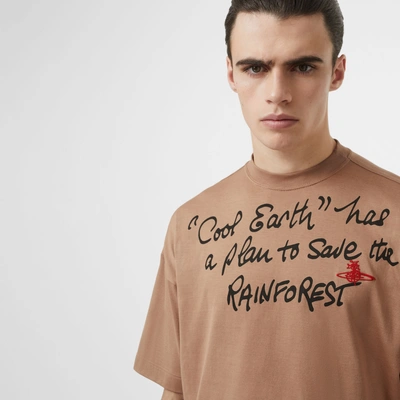 Shop Burberry Slogan Print Cotton Oversized T-shirt In Antique Pink