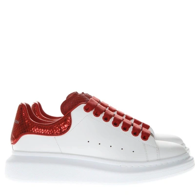 Shop Alexander Mcqueen White & Red Oversize Sneakers In White/red