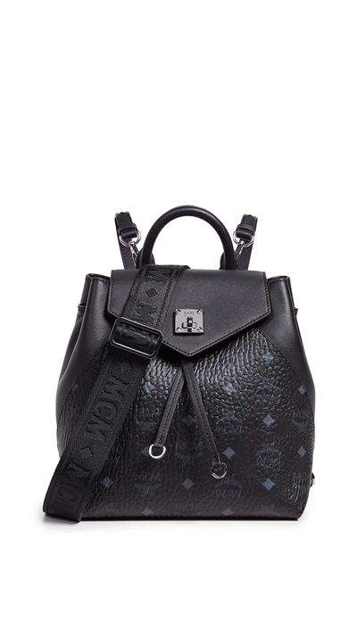 Shop Mcm Essential Visetos Original Small Backpack In Black