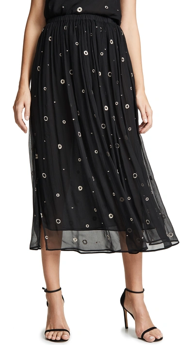 Shop Vince Metallic Embroidery Skirt In Black