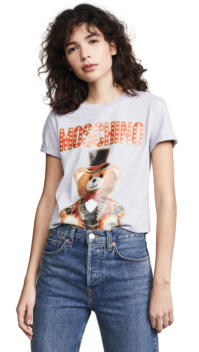 Shop Moschino Tophat Bear Tee In Grey