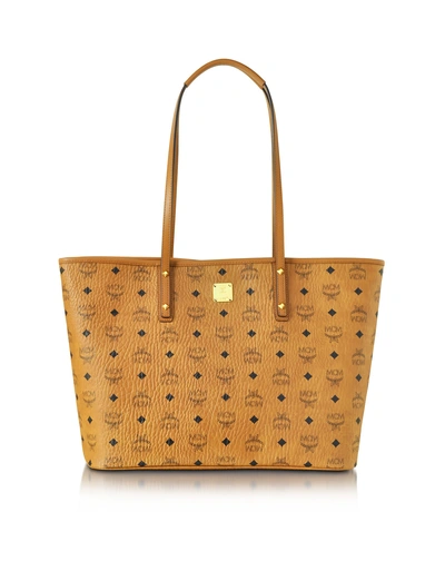 Shop Mcm Anya Cognac Top Zip Medium Shopping Bag