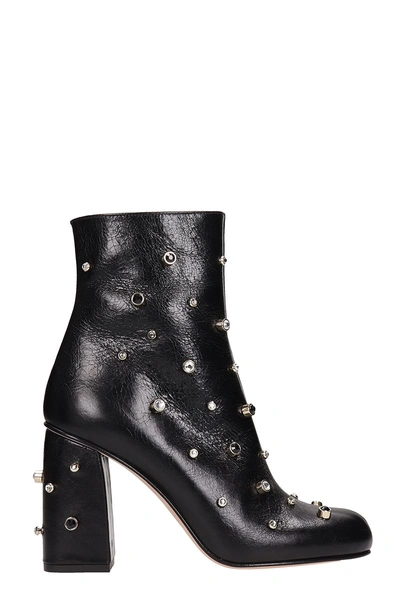 Shop Red Valentino Black Leather Ankle Boots