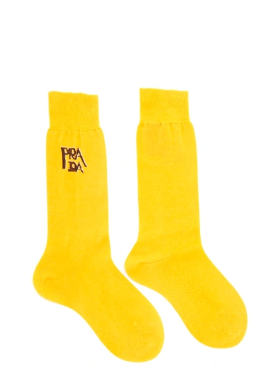 Shop Prada Socks In Yellow