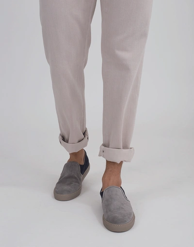 Shop Brunello Cucinelli Suede And Denim Slip On