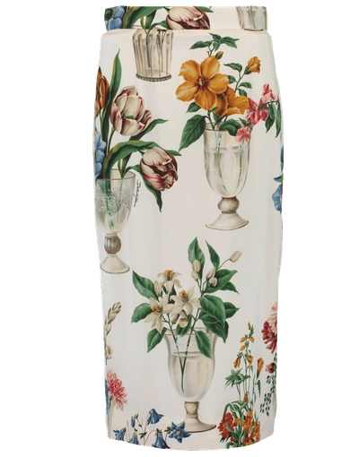 Shop Dolce & Gabbana Flowers And Vases Print Pencil Skirt