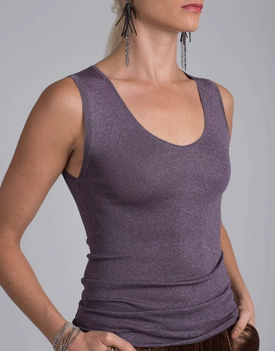 Shop Brunello Cucinelli Fitted Lurex Tank