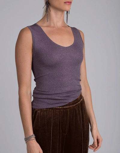 Shop Brunello Cucinelli Fitted Lurex Tank