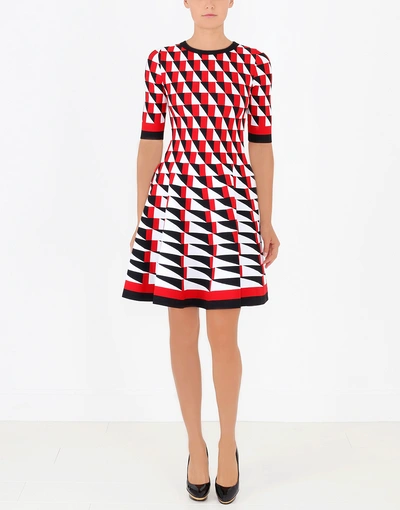 Shop Oscar De La Renta Knit Geo Print Skirt Dress